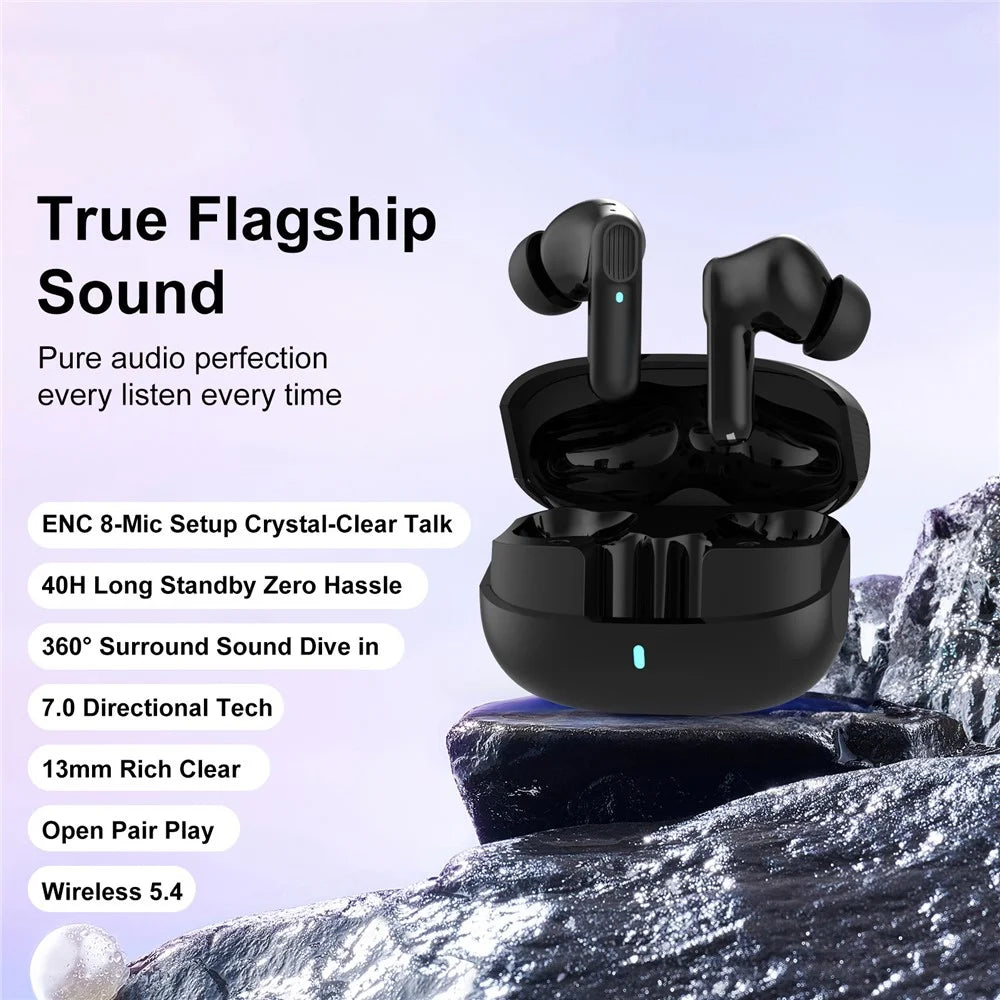 ERAZER ETR-A01 Pro Wireless Earbuds Bluetooth-compatible 5.4 In-Ear ENC Noise Cancelling Earphone (Invested By Lenovo) - Black - 2