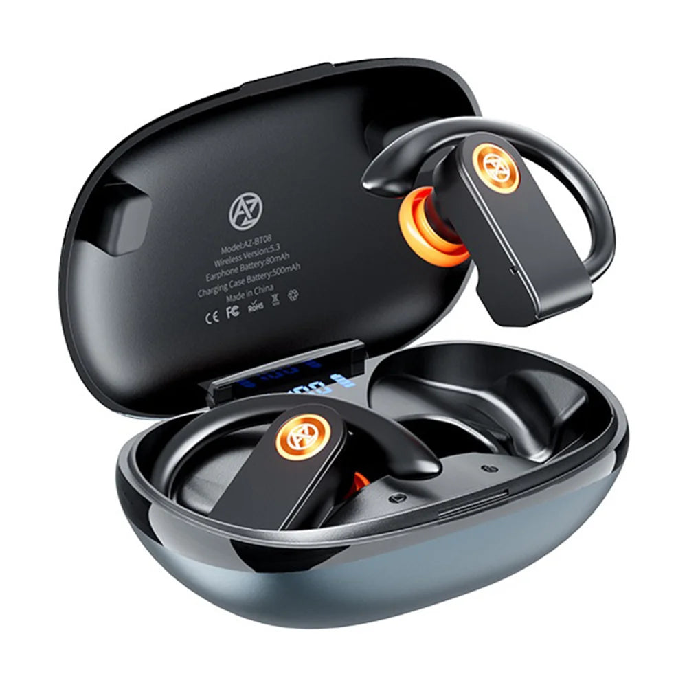 AZEADA AZ-BT08 OWS Bluetooth-compatible Earbuds IPX5 Waterproof Open Ear Hook Wireless Earbuds for Sports - Tarnish - 1