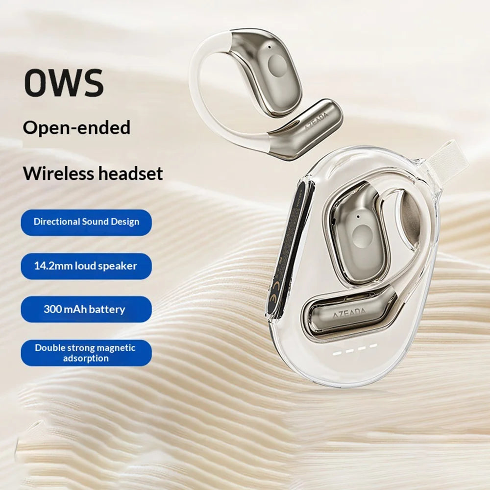 AZEADA AZ-BT13 OWS Air Conduction Bluetooth-compatible Earbuds Open Ear Wireless Earbuds with Ear Hook - Ivory White - 2