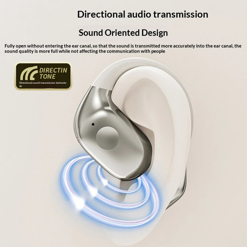 AZEADA AZ-BT13 OWS Air Conduction Bluetooth-compatible Earbuds Open Ear Wireless Earbuds with Ear Hook - Ivory White - 3