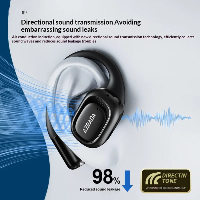 AZEADA AZ-BT15 ENC Noise Cancelling Ear Hook Wireless Bluetooth-compatible Earbuds OWS Air Conduction Earbuds - Black - 5