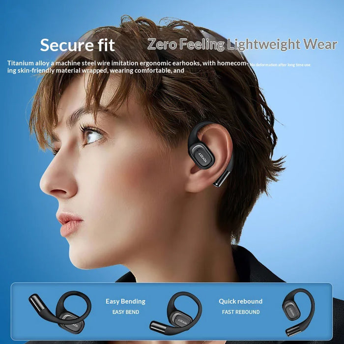 AZEADA AZ-BT15 ENC Noise Cancelling Ear Hook Wireless Bluetooth-compatible Earbuds OWS Air Conduction Earbuds - Black - 6