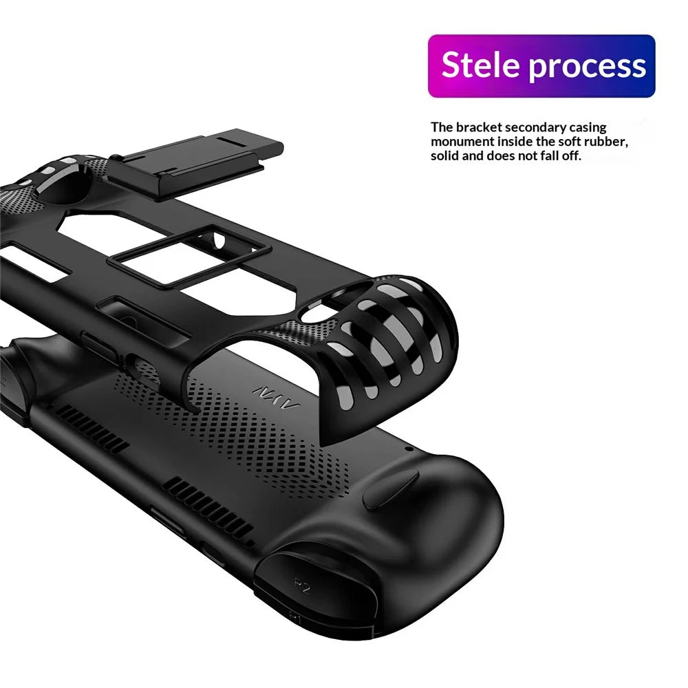 For AYN Odin 3 Gaming Console TPU Case with Stand Ergonomic Protective Cover Anti-Drop Shockproof Shell - Black - 6