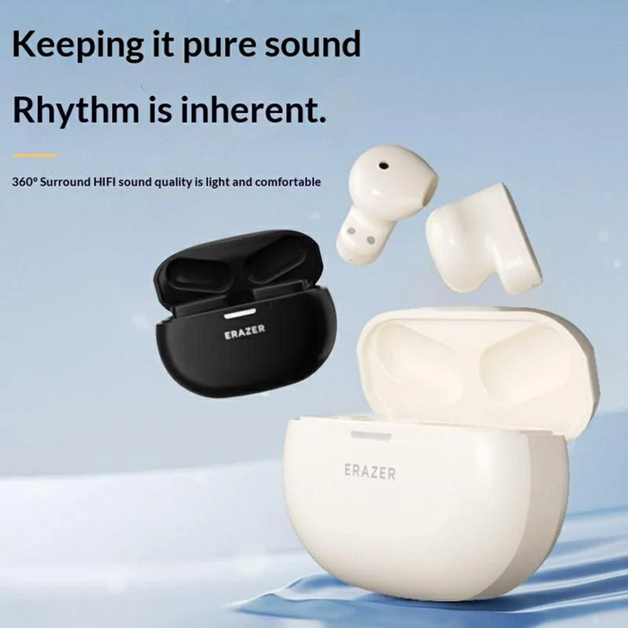 ERAZER ETK-A02 Bluetooth-compatible 5.3 Wireless Earbuds 13mm Driver 4H Playtime Earphones (Invested By Lenovo) - White - 5