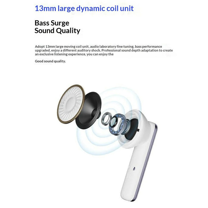 ERAZER EK02 Wireless Semi-In-Ear Bluetooth-compatible Earbuds Touch Control Earphone for Gaming Music (Invested By Lenovo) - White - 2