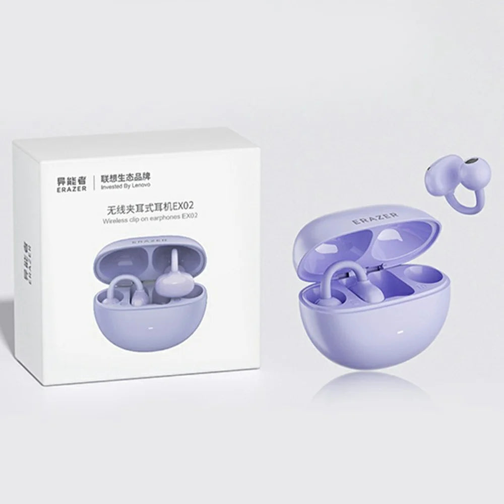 ERAZER EX02 Wireless Ear Clip Headphones Bluetooth-compatible 5.4 Open Ear Earbuds for Sports (Invested By Lenovo) - Purple - 7