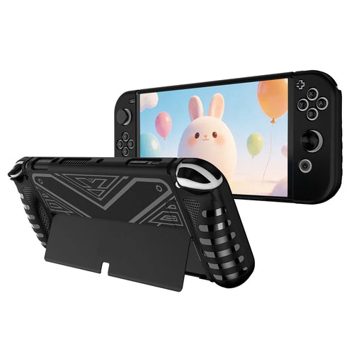 Protective Case for Nintendo Switch OLED TPU + PC Split Design Protective Cover with Compatible Shockproof Kickstand - Black - 1
