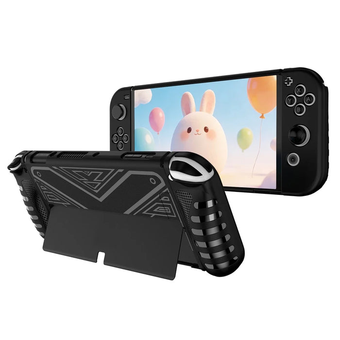 Protective Case for Nintendo Switch OLED TPU + PC Split Design Protective Cover with Compatible Shockproof Kickstand - Black - 1