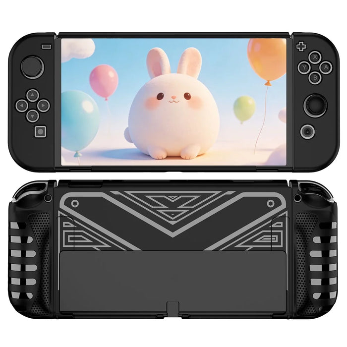 Protective Case for Nintendo Switch OLED TPU + PC Split Design Protective Cover with Compatible Shockproof Kickstand - Black - 2