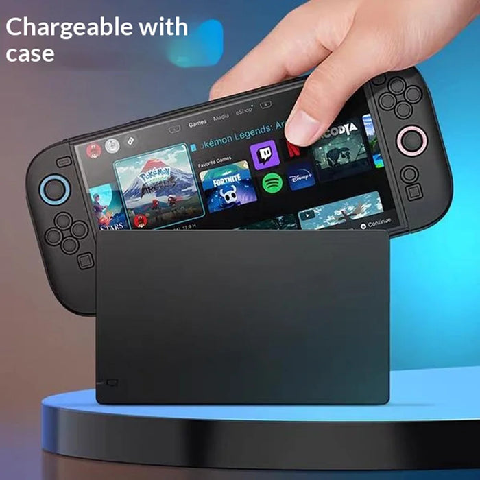 Protective Case for Nintendo Switch OLED TPU + PC Split Design Protective Cover with Compatible Shockproof Kickstand - Black - 3