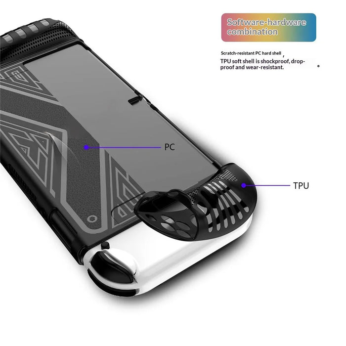 Protective Case for Nintendo Switch OLED TPU + PC Split Design Protective Cover with Compatible Shockproof Kickstand - Black - 5