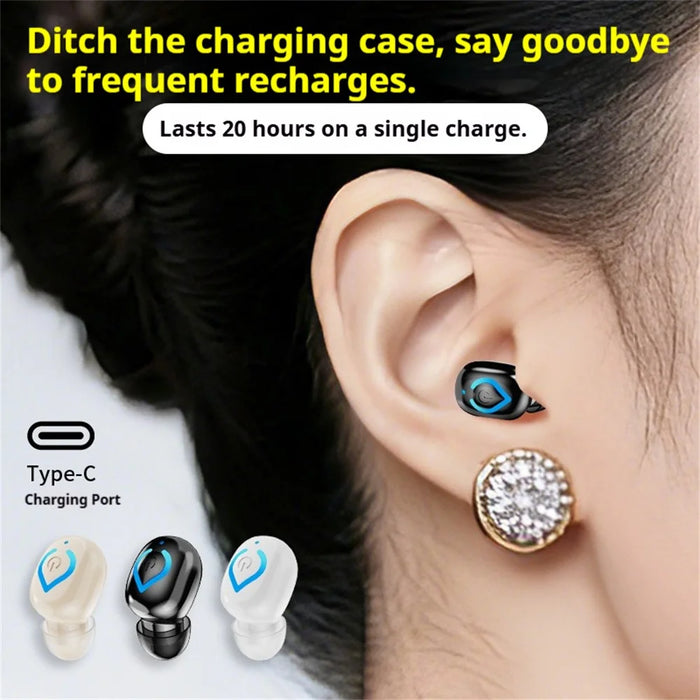 Invisible Single Ear Bluetooth-compatible 6.1 Earbud 20H Wireless Mini Sports Business In-ear Headphone - Black - 4