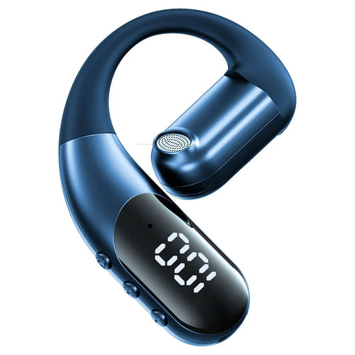 Single Ear Bluetooth-compatible 6.0 Ear Hook Headphones LED Display 180 Degree Rotating Open Ear Earbud for Sports Running - Blue - 1