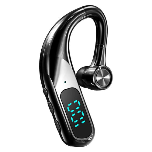 Single Ear Bluetooth-compatible 6.0 Ear Hook Earphone LED Display Noise Cancelling Wireless Business Sports Headphone - Black - 1