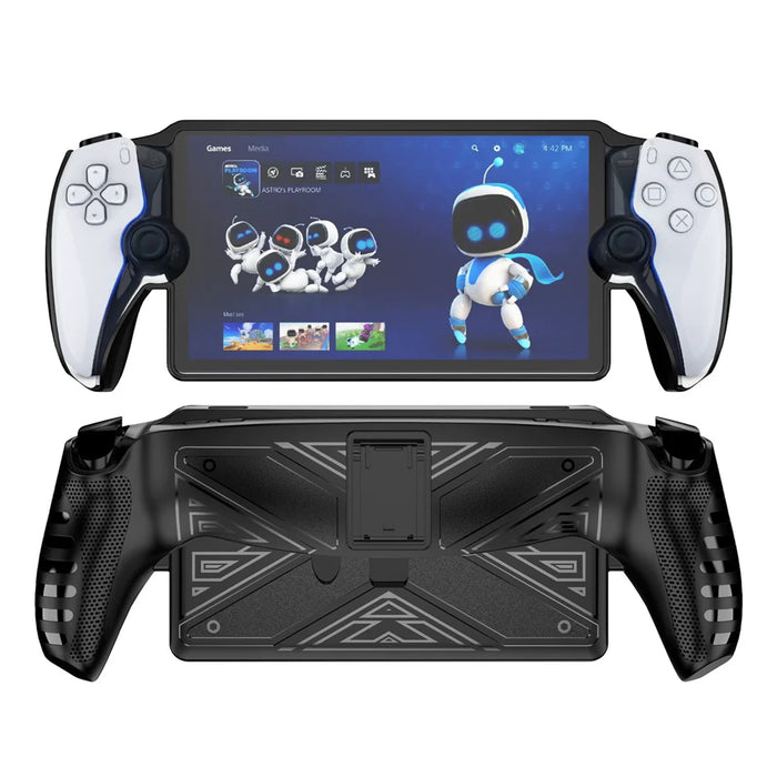 For Sony PlayStation Portal Shockproof Case with Kickstand TPU Protective Cover Gaming Console Accessories - Black - 1