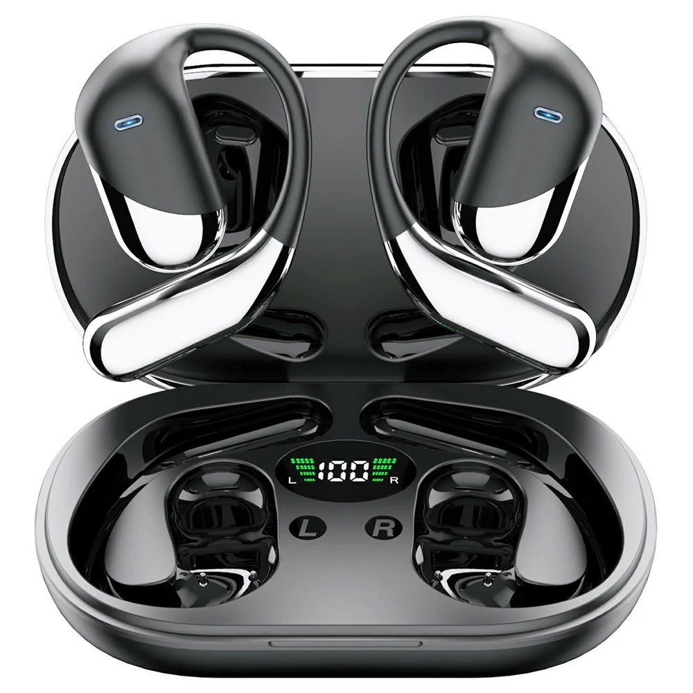 Q16H3 Ear Hook Bluetooth-compatible 5.3 Earbuds Open-Ear AI Translation Wireless Earphones - Black - 1