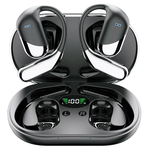 Q16H3 Ear Hook Bluetooth-compatible 5.3 Earbuds Open-Ear AI Translation Wireless Earphones - Black - 1
