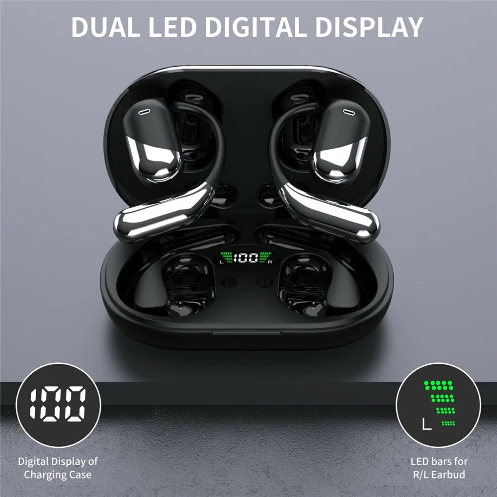 Q16H3 Ear Hook Bluetooth-compatible 5.3 Earbuds Open-Ear AI Translation Wireless Earphones - Black - 3