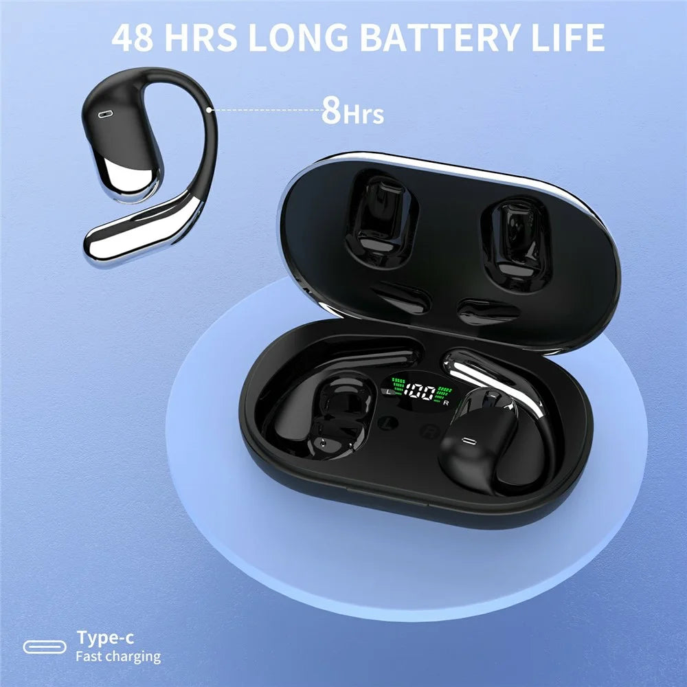 Q16H3 Ear Hook Bluetooth-compatible 5.3 Earbuds Open-Ear AI Translation Wireless Earphones - Black - 4
