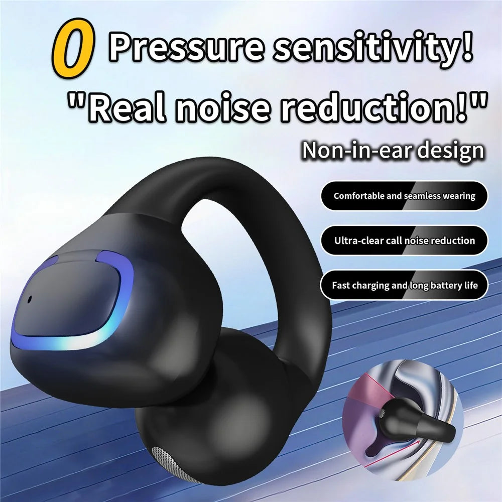Single Ear Bluetooth-compatible 5.4 Ear Clip Earphone 8H Battery Life Lightweight Business Sports Headphone - Black - 3