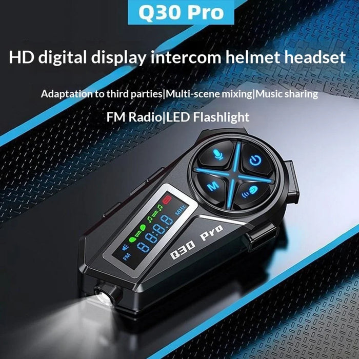 Q30 Pro Motorcycle Helmet Headset with Soft Hard 2 in 1 Mic Bluetooth-compatible Intercom Earphones IP56 Waterproof Headset - Black - 3