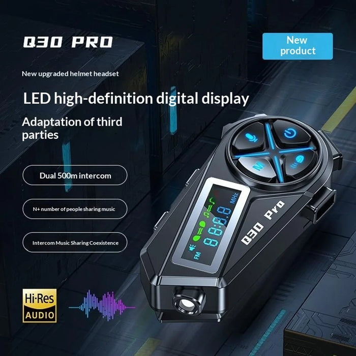 Q30 Pro Motorcycle Helmet Headset with Soft Hard 2 in 1 Mic Bluetooth-compatible Intercom Earphones IP56 Waterproof Headset - Black - 4