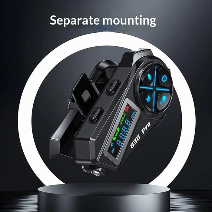 Q30 Pro Motorcycle Helmet Headset with Soft Hard 2 in 1 Mic Bluetooth-compatible Intercom Earphones IP56 Waterproof Headset - Black - 6