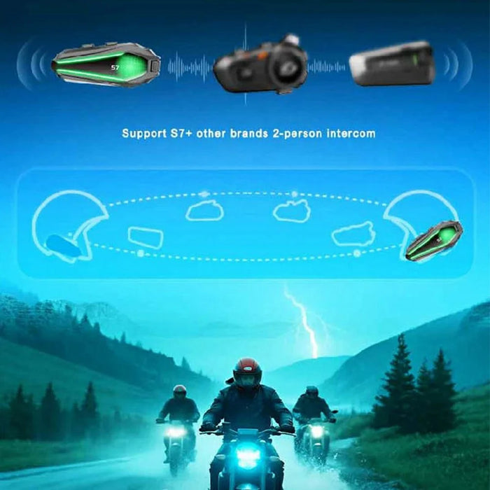 S7 Helmet Bluetooth-compatible Headset Soft Microphone IP67 Waterproof Noise Cancelling Motorcycle Intercom Earphone for Riding (No Memory Card)- Black - 5