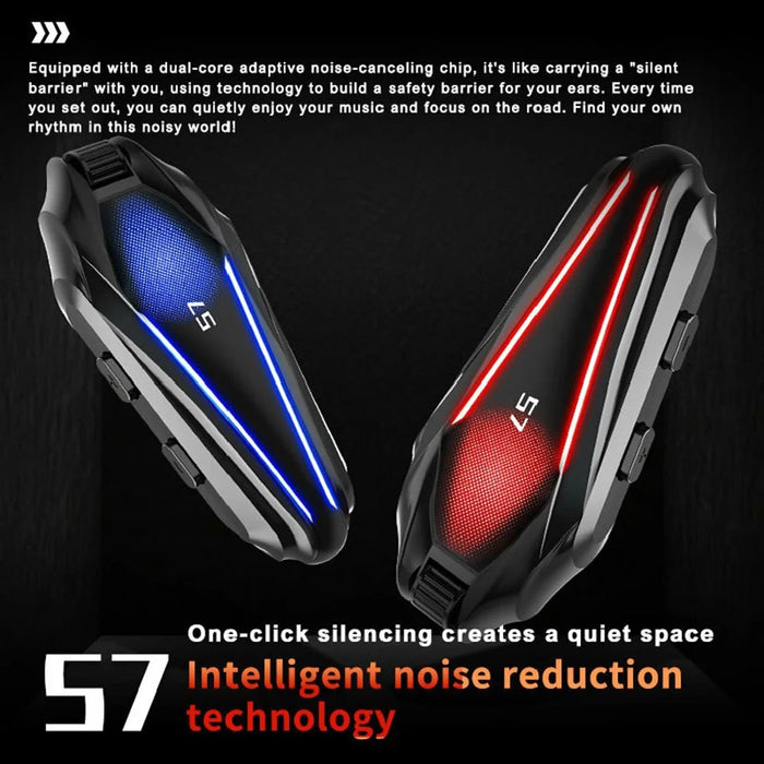 S7 Helmet Bluetooth-compatible Headset Hard Microphone IP67 Waterproof Noise Cancelling Motorcycle Intercom Earphone for Riding (No Memory Card)- Black - 2