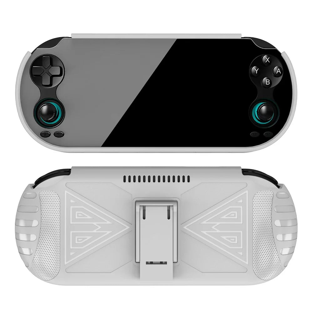 TPU Protective Case for Anbernic RG VITA  /  RG VITA Pro Handheld Gaming Console Triangle Support Shockproof Cover with Stand - White - 1