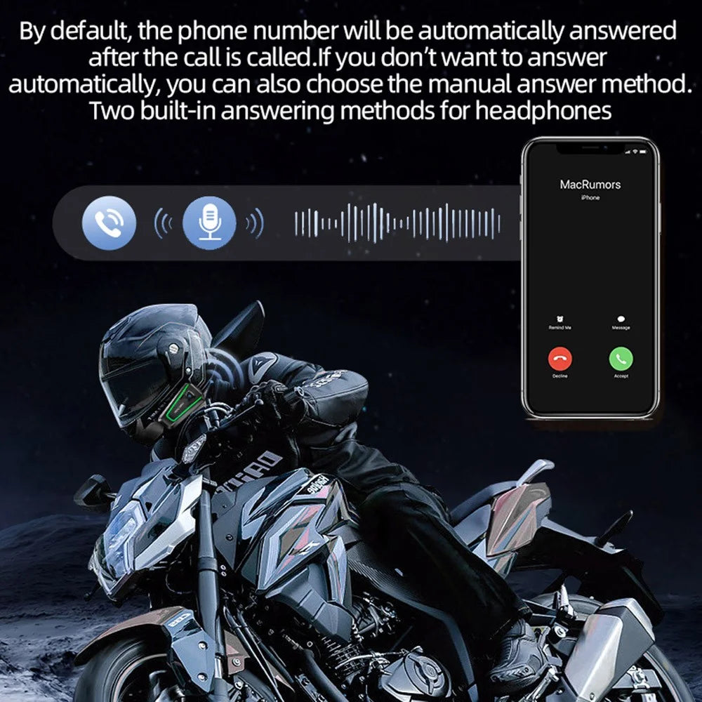 HENGJIANG A1 Motorcycle Helmet Earbuds with Soft / Hard Mic Bluetooth-compatible IPX7 Waterproof Headset (No Memory Card) - Black - 7