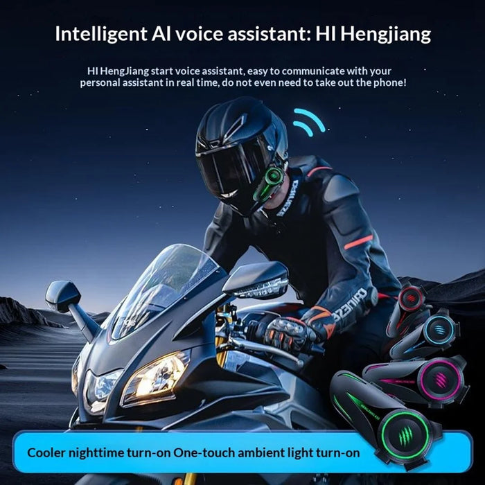 HENGJIANG A50 Waterproof 3D Surround Sound Bluetooth-compatible Motorcycle Helmet Headset with Soft Mic (without Memory) - Black - 4