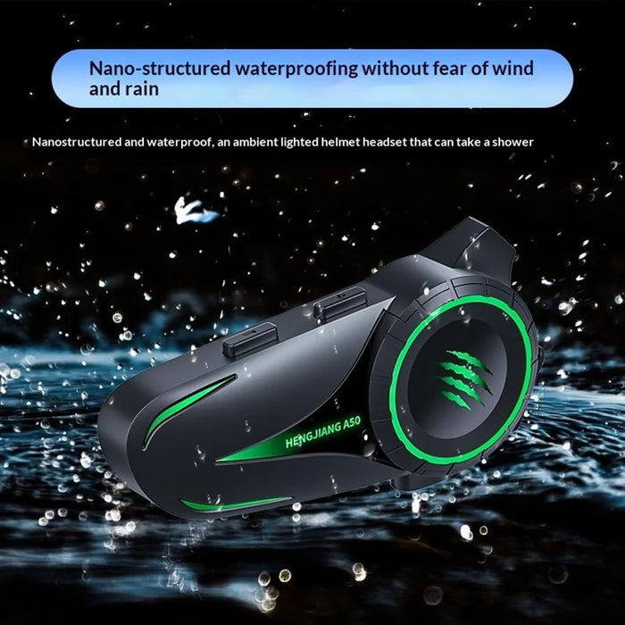 HENGJIANG A50 Waterproof 3D Surround Sound Bluetooth-compatible Motorcycle Helmet Headset with Soft Mic (without Memory) - Black - 5