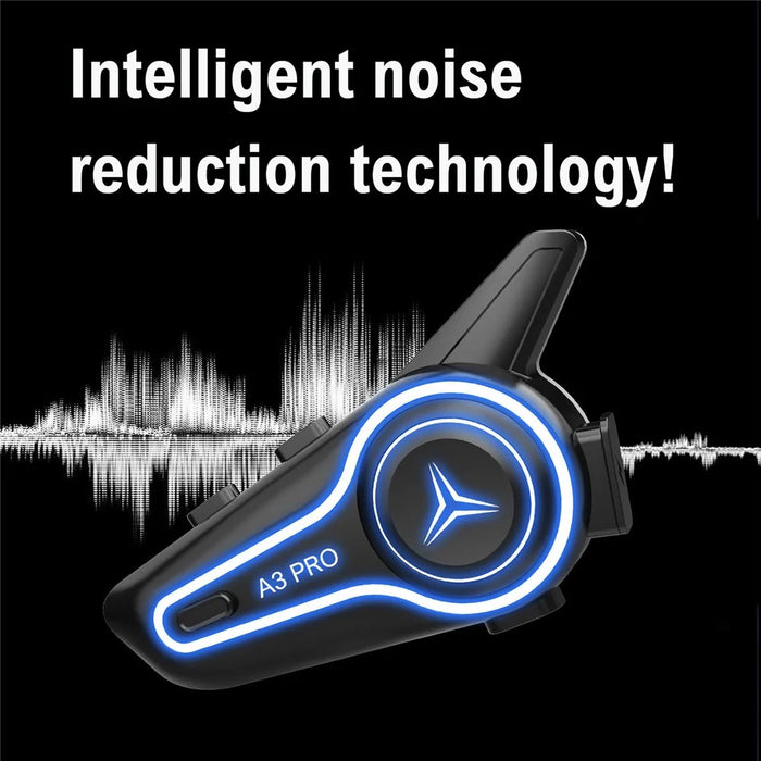 A3 PRO Motorcycle Helmet Bluetooth-compatible Headset IP67 Waterproof Intercom Earphones with 2 in 1 Mic (without Memory) - Black - 2