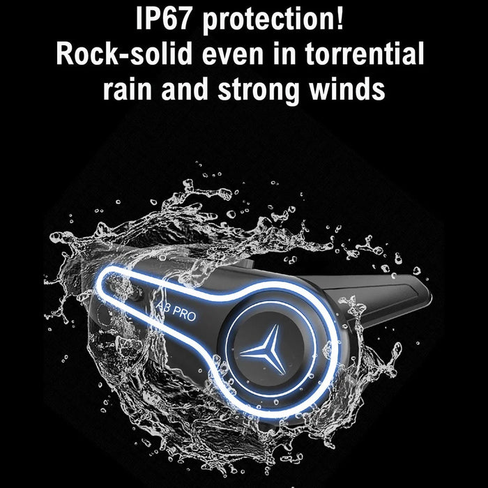 A3 PRO Motorcycle Helmet Bluetooth-compatible Headset IP67 Waterproof Intercom Earphones with 2 in 1 Mic (without Memory) - Black - 5