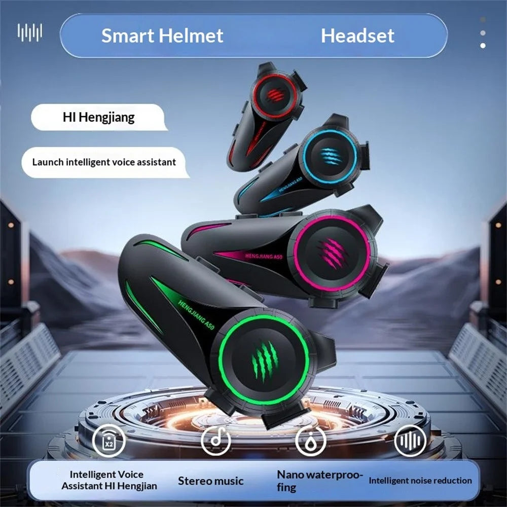 HENGJIANG A50 Waterproof  Hard Microphone Helmet Bluetooth-compatible Headset 1000mAh 30H Playtime AI Voice Earphone for Motorcycle (No Memory Card) - 6