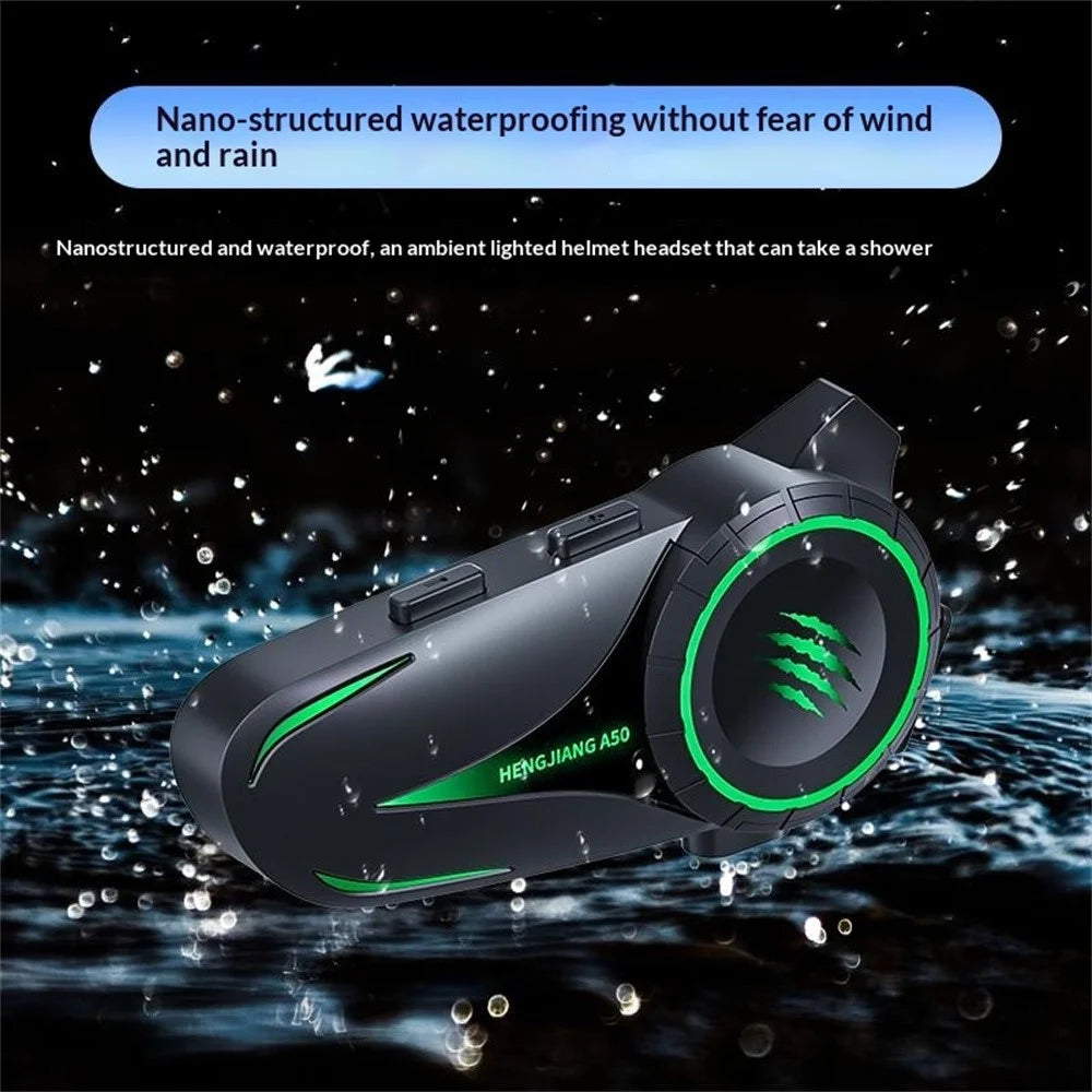 HENGJIANG A50 Smart Switchable Soft and Hard Microphone Bluetooth-compatible Helmet Headset Motorcycle Waterproof 1000mAh 30H Battery Earphone for Riding (No Memory Card) - Black - 3