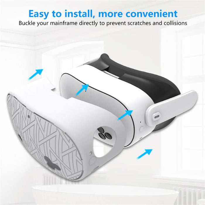 7Pcs Silicone Protective Case Set for Meta Quest 3S VR Headset Controller Grip Cover with Anti-Drop Damping Wavepoint Design - White - 4
