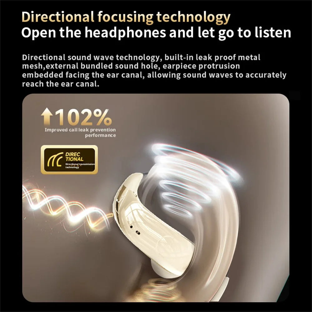 A58 Earhook Bluetooth-compatible Earbuds 48h Battery Life Sports Running Wireless Headphones with ENC Noise Cancelling - Beige - 6