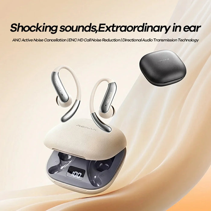REMAX OWS-28 Open Ear Earhook Wireless Earbuds ANC ENC Noise Cancelling IPX5 Waterproof Headset for Sports - Grey - 2