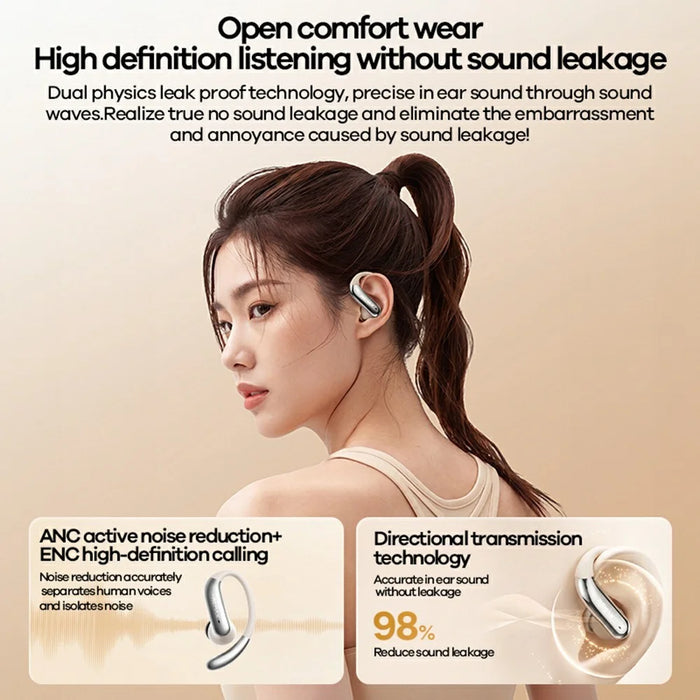 REMAX OWS-28 Open Ear Earhook Wireless Earbuds ANC ENC Noise Cancelling IPX5 Waterproof Headset for Sports - Grey - 5