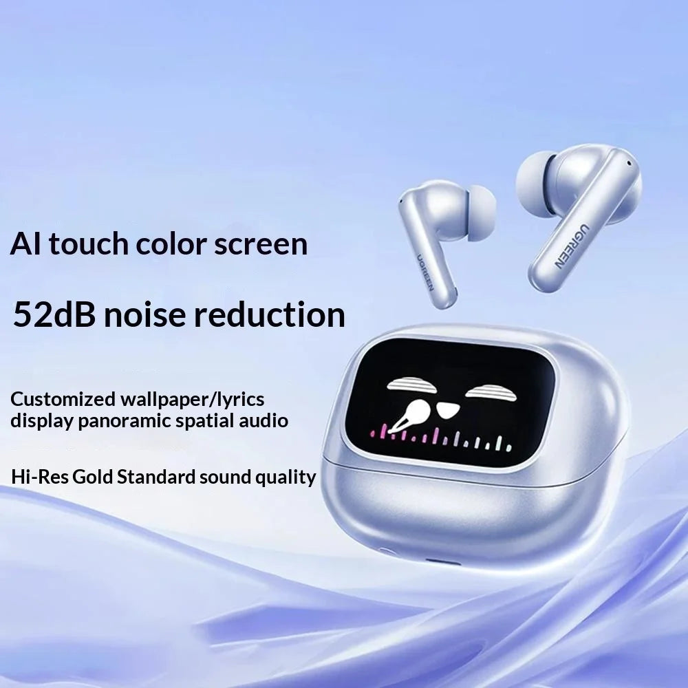 UGREEN WS211 HiTune T6 Magic In-Ear Bluetooth-compatible Earbuds ANC ENC Noise Cancelling Smart Touch Screen Headset for Gaming Sports - Blue  /  Purple - 2