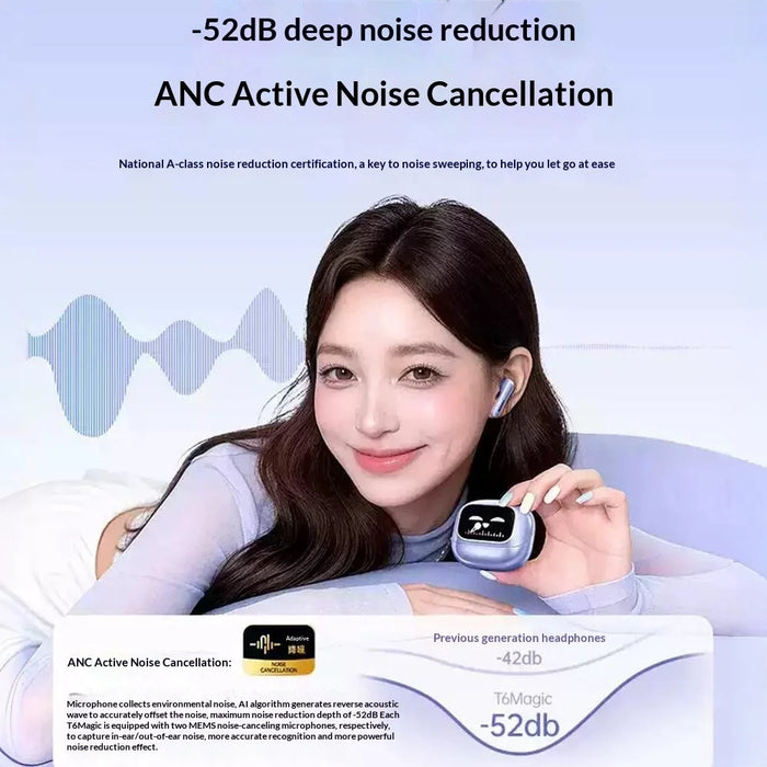 UGREEN WS211 HiTune T6 Magic In-Ear Bluetooth-compatible Earbuds ANC ENC Noise Cancelling Smart Touch Screen Headset for Gaming Sports - Blue  /  Purple - 6