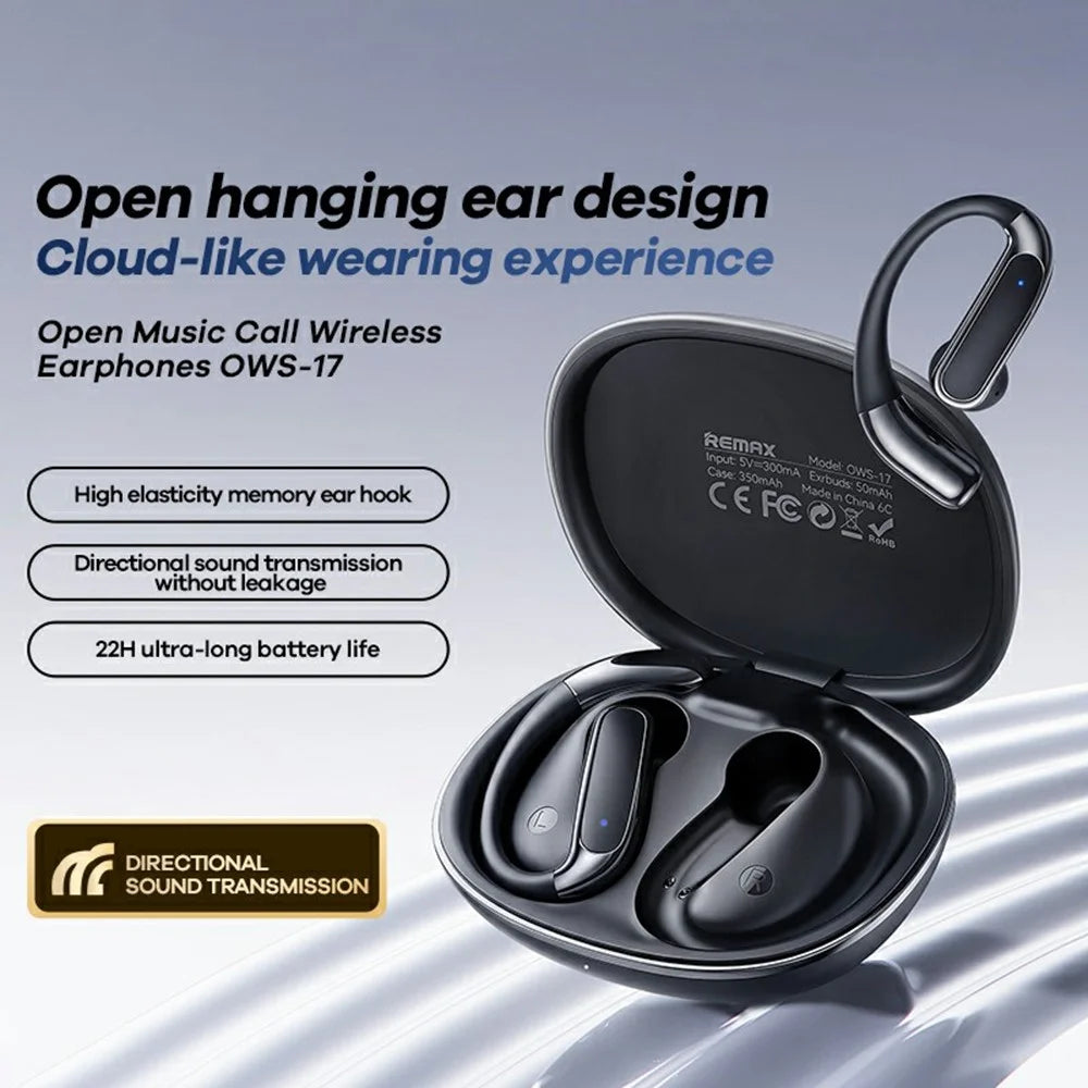 REMAX OWS-17 Open Ear Wireless Earphones Bluetooth-compatible 6.0 Hi-Resolution Audio Gaming Mode Ear Hook Earbuds - Black - 2