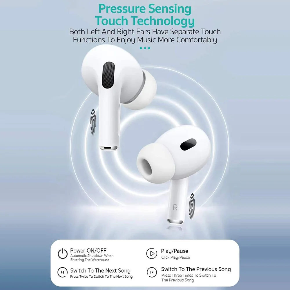 COTECI Smart Pods Pro2 TWS Bluetooth-compatible Earbuds Noise Cancelling USB-C Charging Earphones for Music - White - 2