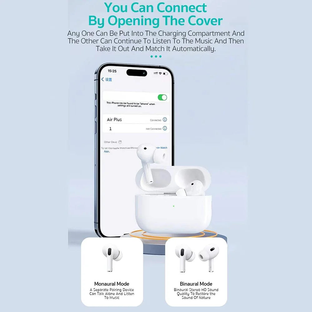 COTECI Smart Pods Pro2 TWS Bluetooth-compatible Earbuds Noise Cancelling USB-C Charging Earphones for Music - White - 5