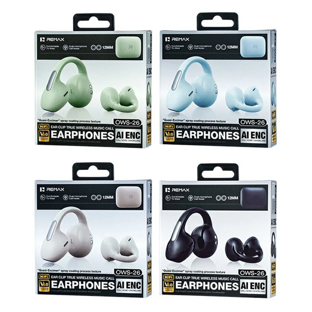 REMAX OWS-26 Clip-on Wireless Bluetooth-compatible Earphones Open-Ear AI ENC Noise Cancelling Earbuds for Sports - Blue - 7
