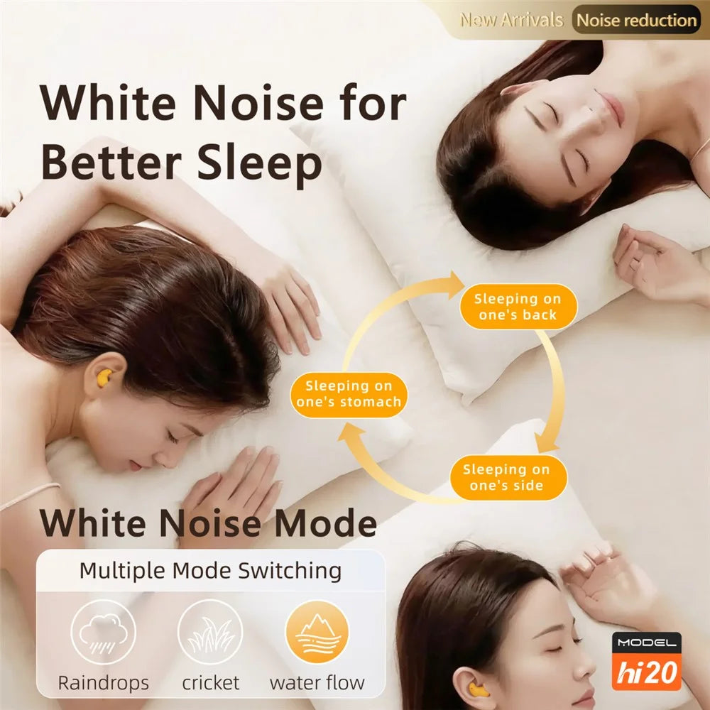 HILEO Hi20 White Noise Sleep Earbuds ANC Noise Cancelling Bluetooth-compatible TWS Earbuds - Black - 5