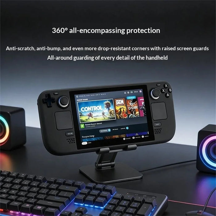 For Steam Deck  /  Steam Deck OLED Silicone Case 360 Degree Protection Anti-slip Grip Shockproof Cover - Black - 2