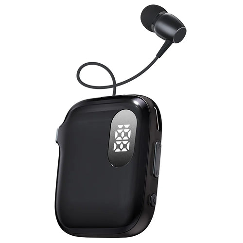 K91 In-Ear AI Retractable Bluetooth-compatible 6.0 Wireless Earphones LED Display ENC Noise Cancelling Clip-On Headset for Business Sports - Black  /  Grey - 1
